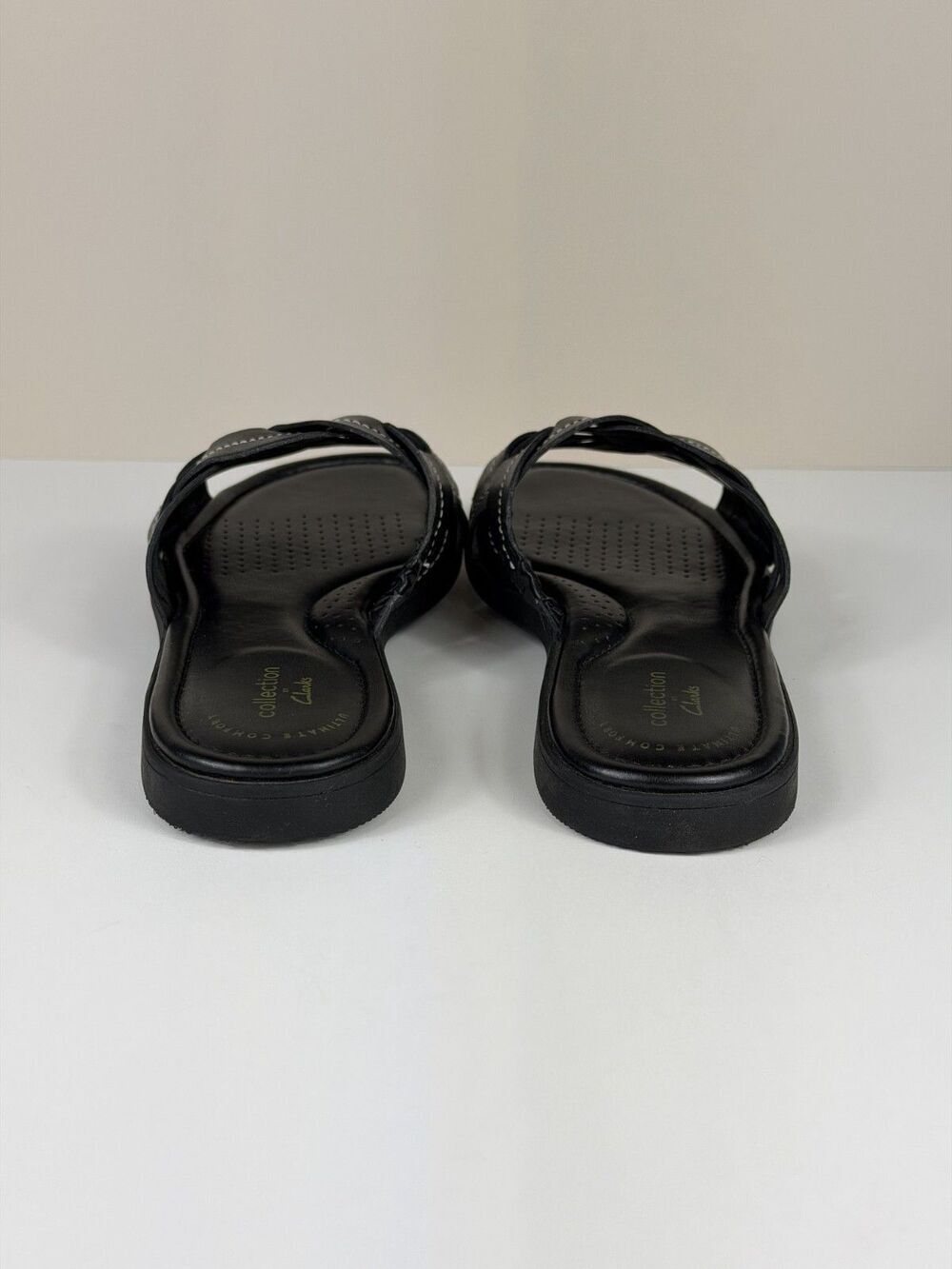 Clarks Collection Women's Slide Sandals Size 9 Black Woven Comfort Sandals - Picture 4 of 10
